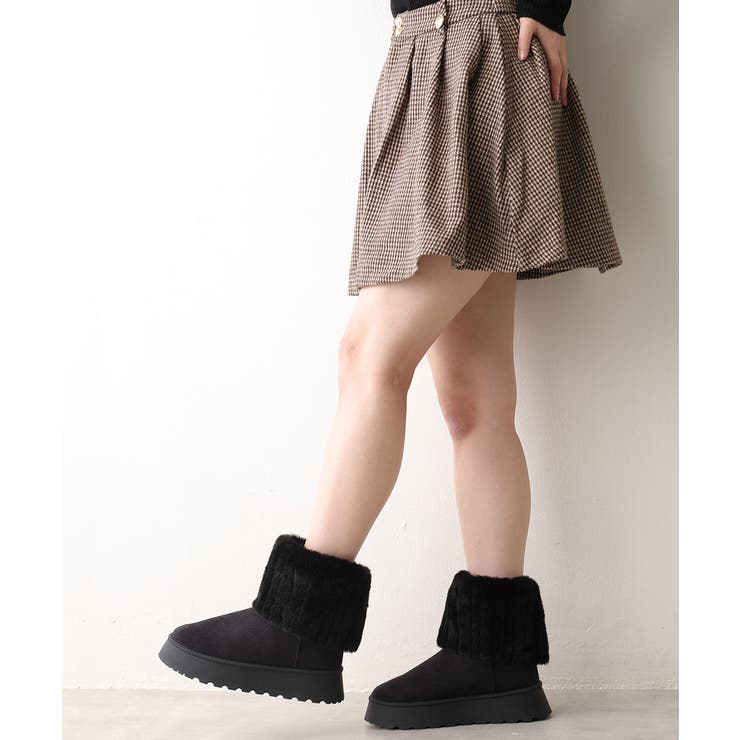 【25年秋冬新作】厚底 ファーカバー ミニ丈 ムートンブーツ | DEMETER | 詳細画像9 