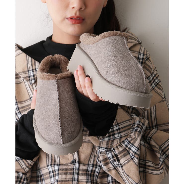 【25年秋冬新作】厚底 デザインソール ボリュームファー ムートンシューズ | DEMETER | 詳細画像14 