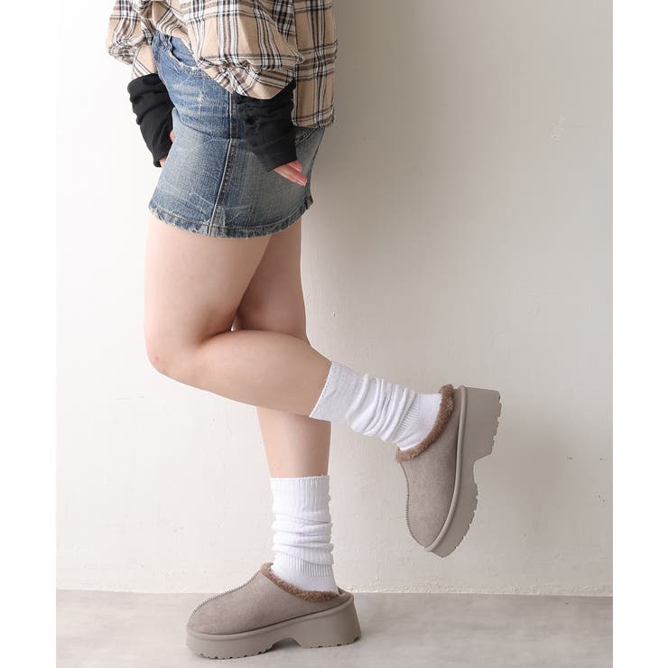 【25年秋冬新作】厚底 デザインソール ボリュームファー ムートンシューズ | DEMETER | 詳細画像16 