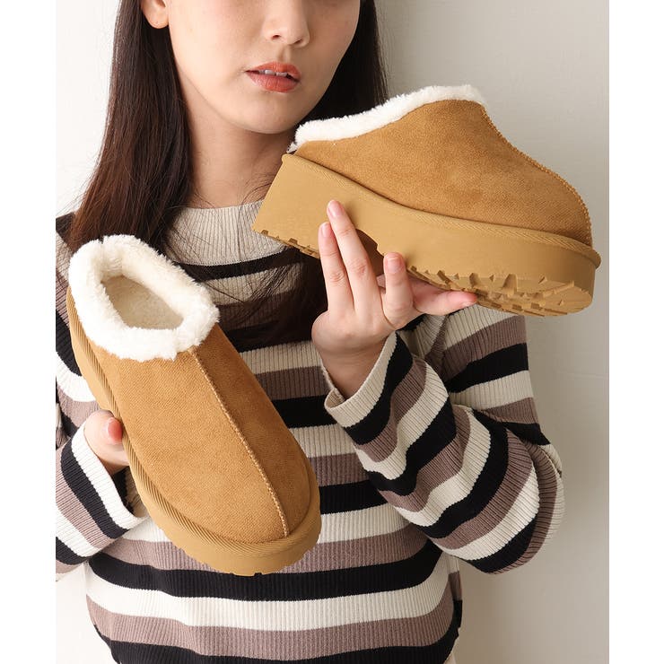 【25年秋冬新作】厚底 デザインソール ボリュームファー ムートンシューズ | DEMETER | 詳細画像21 