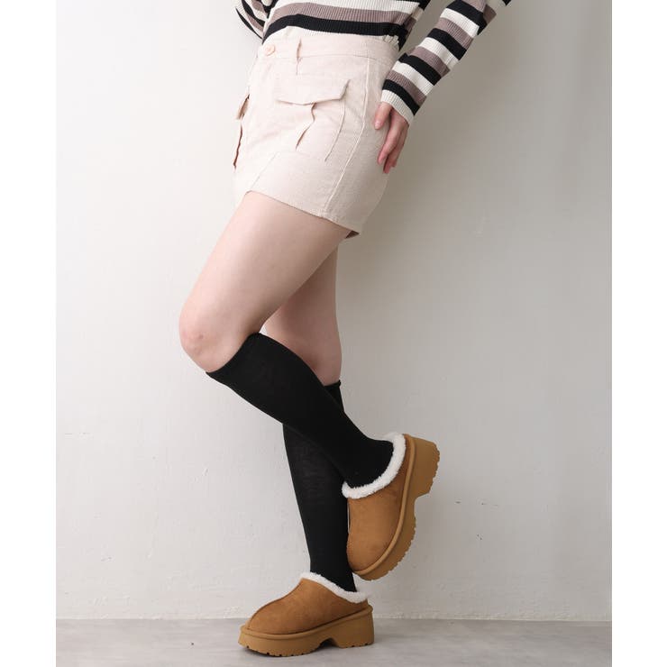 【25年秋冬新作】厚底 デザインソール ボリュームファー ムートンシューズ | DEMETER | 詳細画像24 