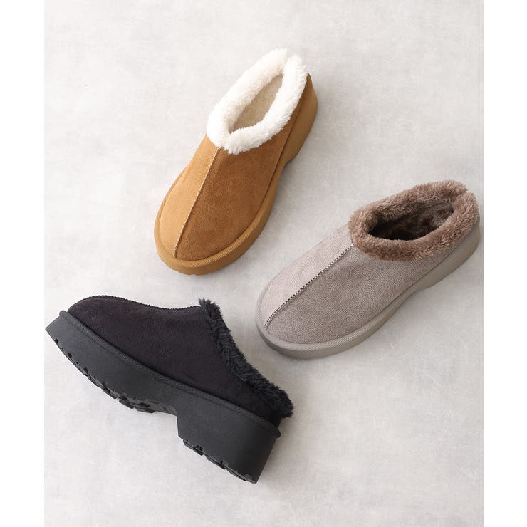 【25年秋冬新作】厚底 デザインソール ボリュームファー ムートンシューズ | DEMETER | 詳細画像3 