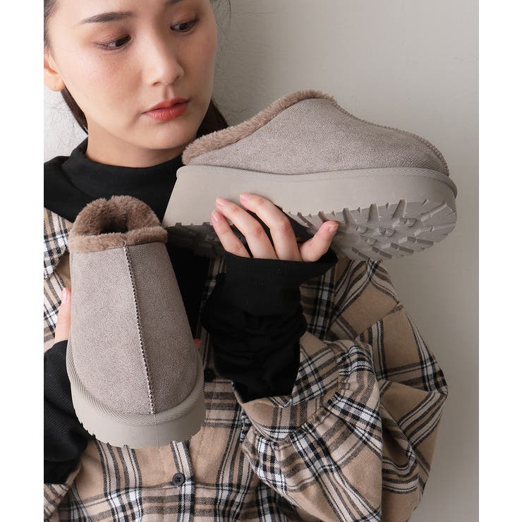 オーク | 【25年秋冬新作】厚底 デザインソール ボリュームファー ムートンシューズ | DEMETER