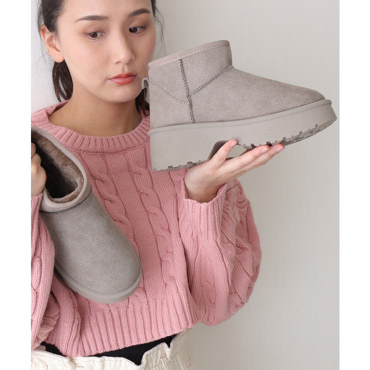 【25年秋冬新作】厚底 デザインソール ボリュームファー ムートンブーツ | DEMETER | 詳細画像13 