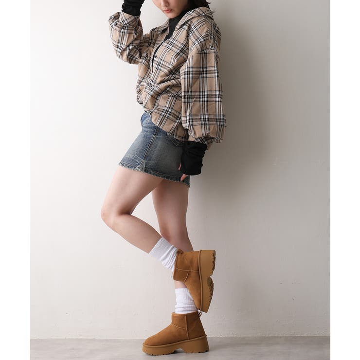 【25年秋冬新作】厚底 デザインソール ボリュームファー ムートンブーツ | DEMETER | 詳細画像28 