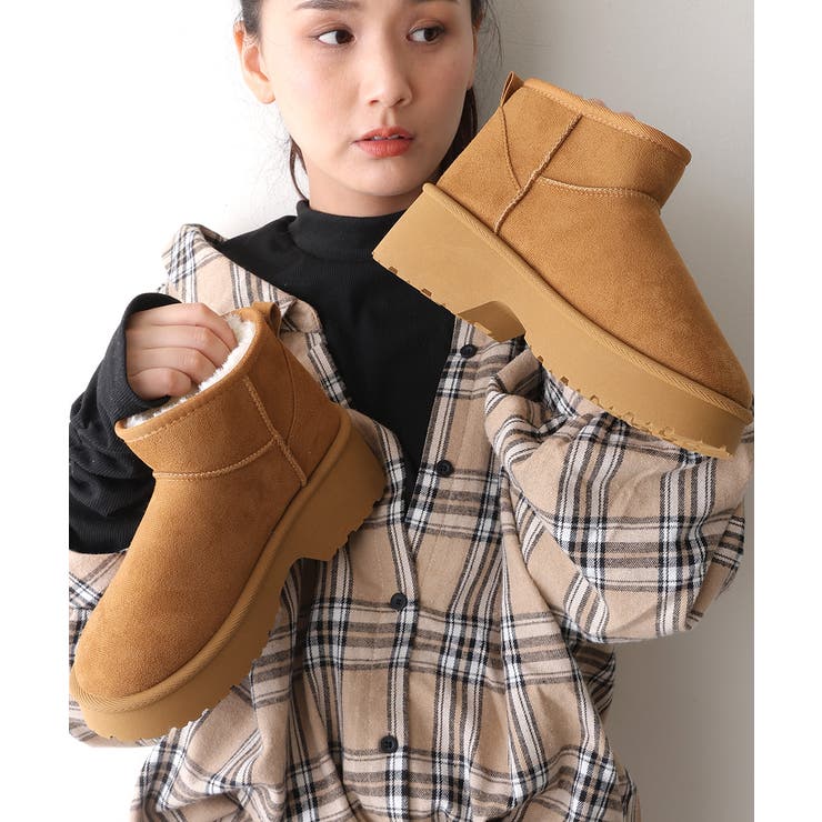 キャメル | 【25年秋冬新作】厚底 デザインソール ボリュームファー ムートンブーツ | DEMETER