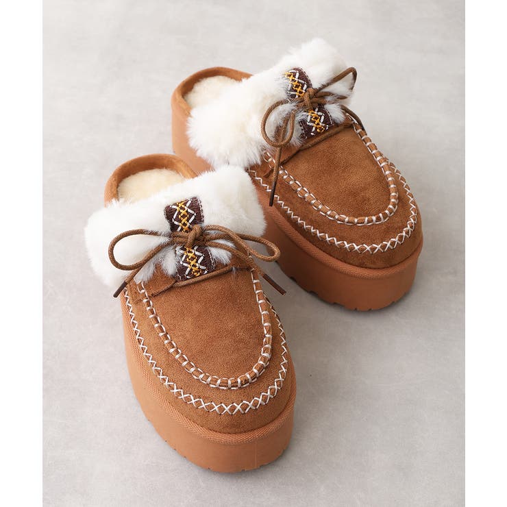 【25年秋冬新作】厚底 プラットフォーム モカシンデザイン ムートンシューズ | DEMETER | 詳細画像11 