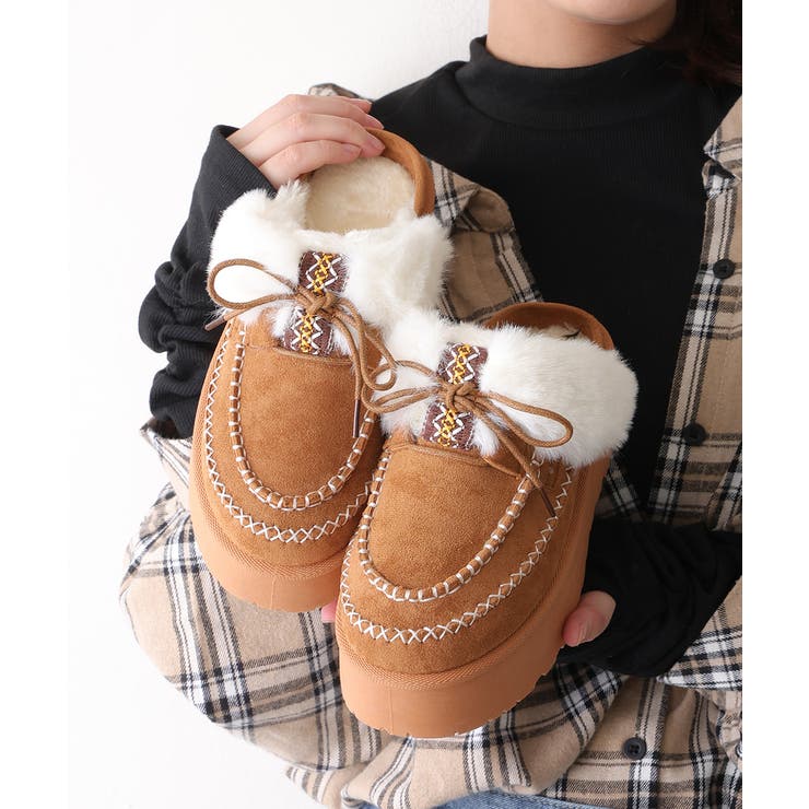 【25年秋冬新作】厚底 プラットフォーム モカシンデザイン ムートンシューズ | DEMETER | 詳細画像12 