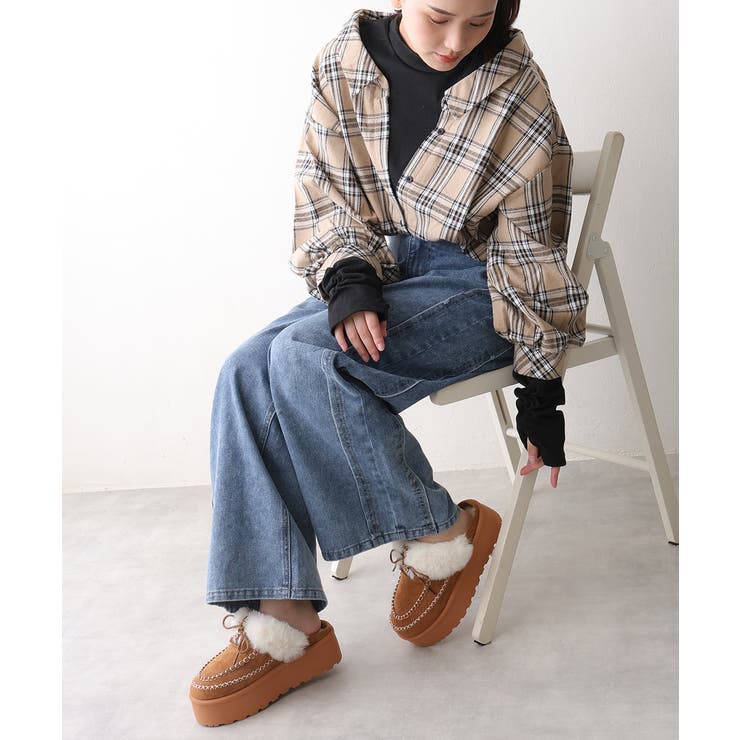 【25年秋冬新作】厚底 プラットフォーム モカシンデザイン ムートンシューズ | DEMETER | 詳細画像14 