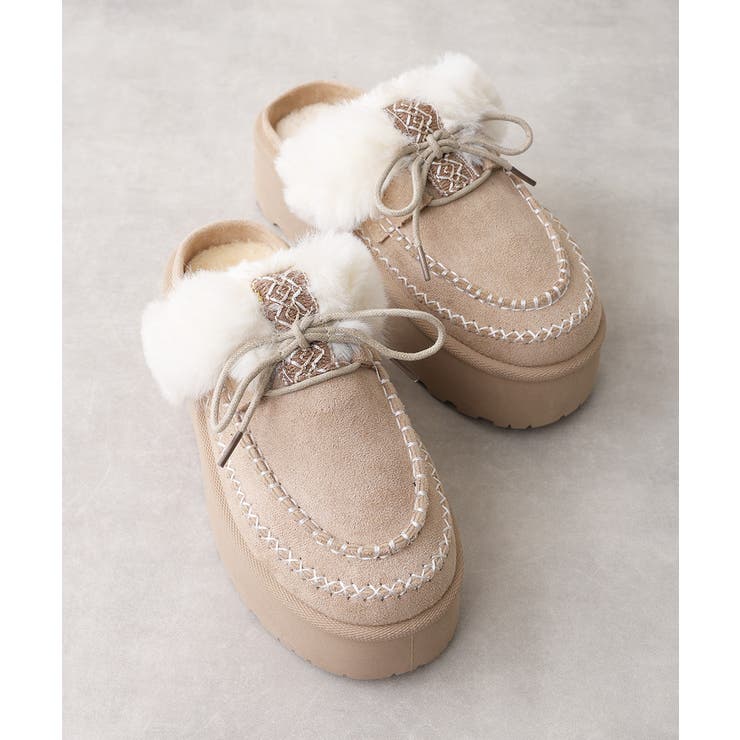 【25年秋冬新作】厚底 プラットフォーム モカシンデザイン ムートンシューズ | DEMETER | 詳細画像19 