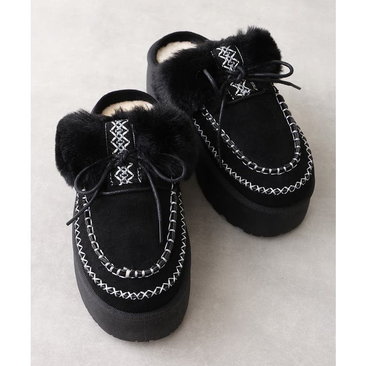 【25年秋冬新作】厚底 プラットフォーム モカシンデザイン ムートンシューズ | DEMETER | 詳細画像4 