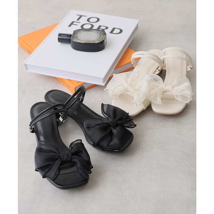 【25年春夏新作】2WAY スクエアトゥ シフォンリボン ストラップサンダル | DEMETER | 詳細画像2 