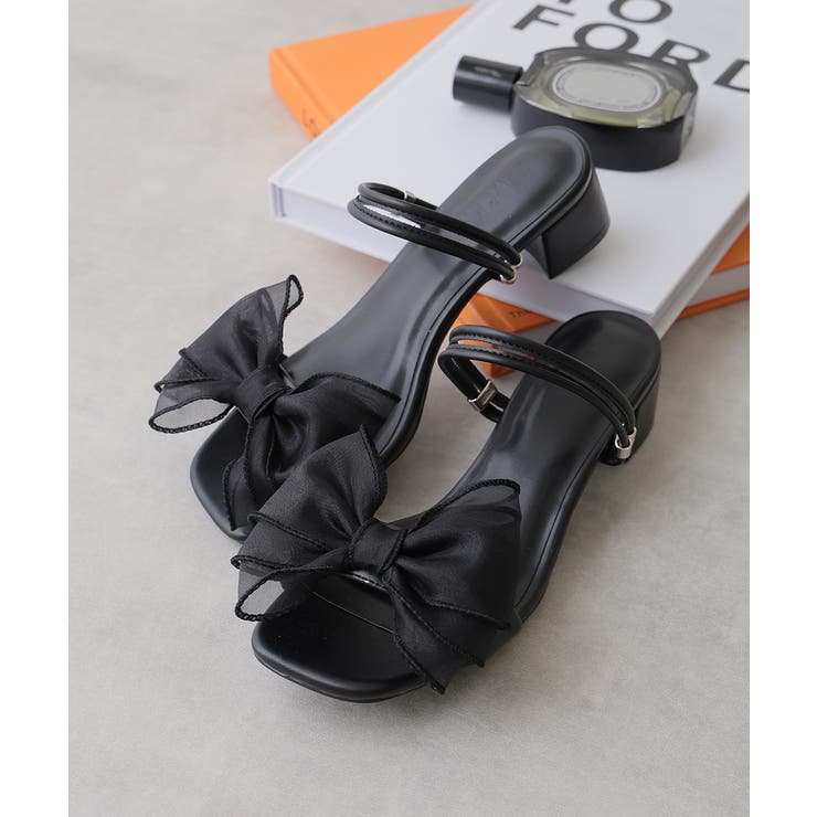 【25年春夏新作】2WAY スクエアトゥ シフォンリボン ストラップサンダル | DEMETER | 詳細画像3 