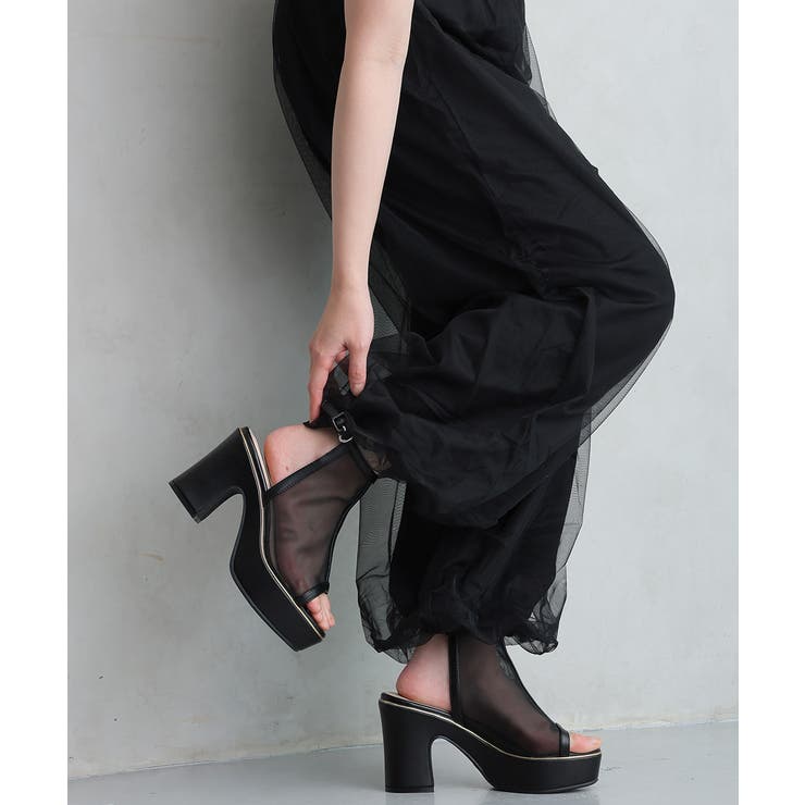 【26年春夏新作】厚底 プラットフォーム アンクルストラップ チュールサンダル | DEMETER | 詳細画像13 