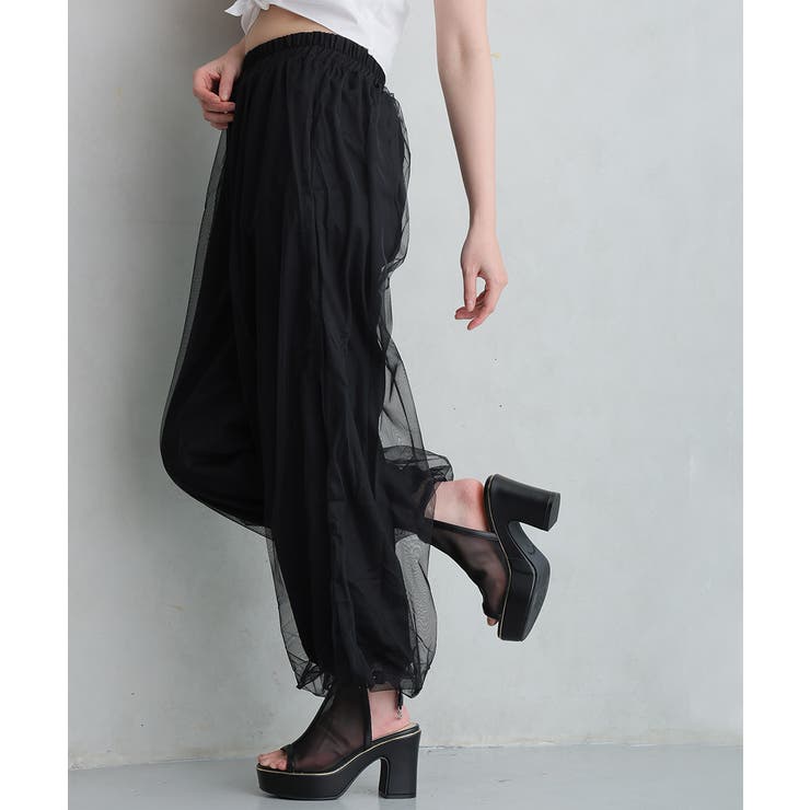 【26年春夏新作】厚底 プラットフォーム アンクルストラップ チュールサンダル | DEMETER | 詳細画像15 