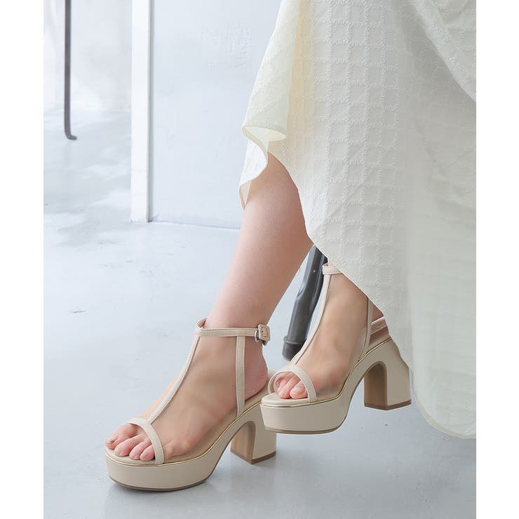 【26年春夏新作】厚底 プラットフォーム アンクルストラップ チュールサンダル | DEMETER | 詳細画像19 