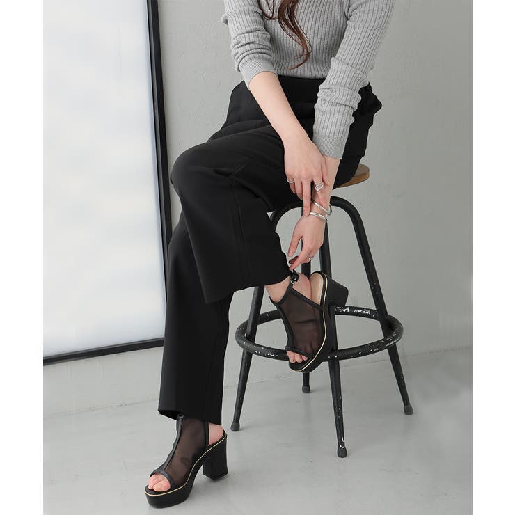 【26年春夏新作】厚底 プラットフォーム アンクルストラップ チュールサンダル | DEMETER | 詳細画像6 