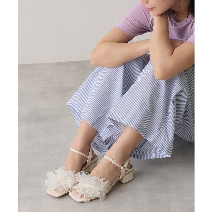 【25年春夏新作】スクエアトゥ フリル アンクルストラップ サンダル | DEMETER | 詳細画像15 