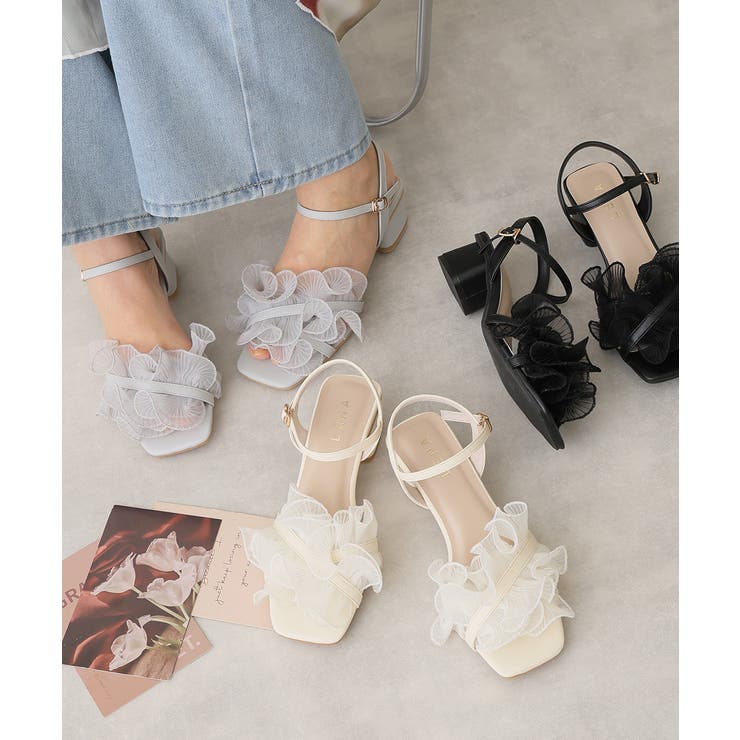 【25年春夏新作】スクエアトゥ フリル アンクルストラップ サンダル | DEMETER | 詳細画像30 