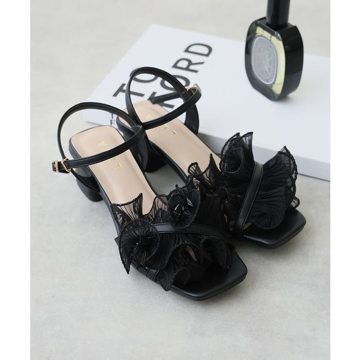 【25年春夏新作】スクエアトゥ フリル アンクルストラップ サンダル | DEMETER | 詳細画像4 