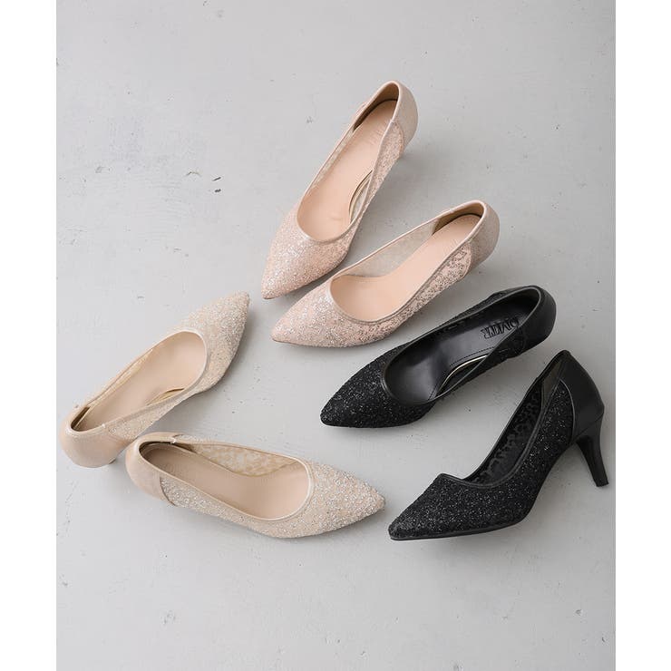 【25年秋冬新作】ポインテッドトゥ グリッター チュールパンプス | DEMETER | 詳細画像2 