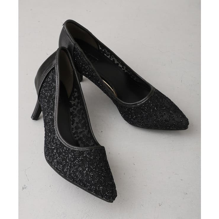 【25年秋冬新作】ポインテッドトゥ グリッター チュールパンプス | DEMETER | 詳細画像4 