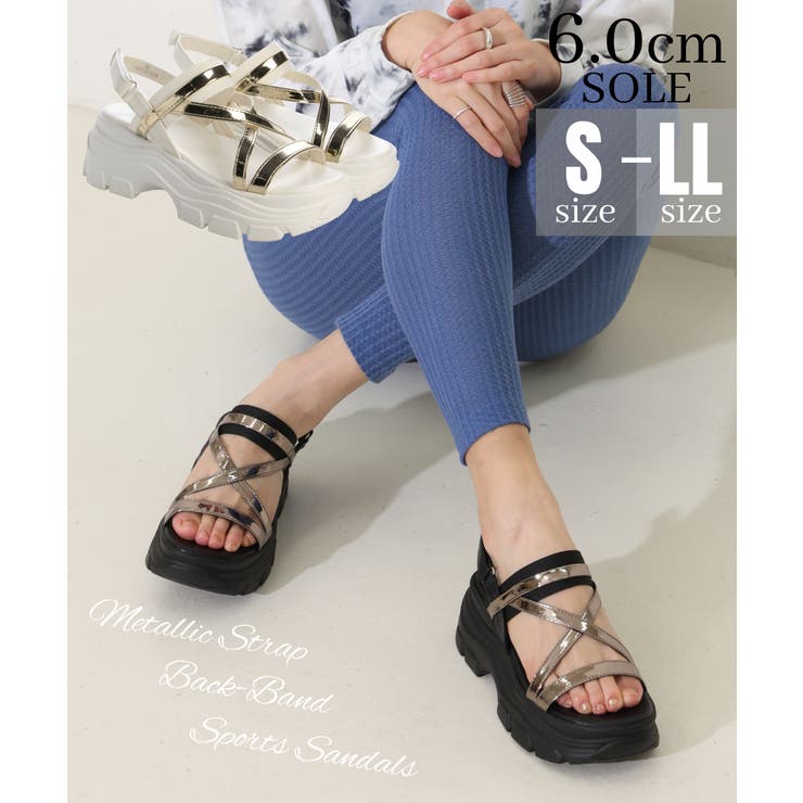 【24年春夏新作】厚底ソール メタリックストラップ バックバンド | DEMETER | 詳細画像1 
