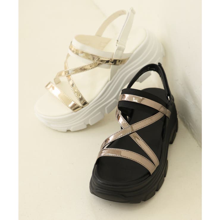 【24年春夏新作】厚底ソール メタリックストラップ バックバンド | DEMETER | 詳細画像3 