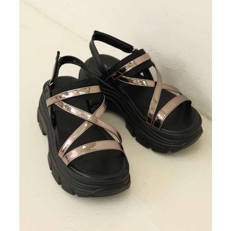 【24年春夏新作】厚底ソール メタリックストラップ バックバンド | DEMETER | 詳細画像4 