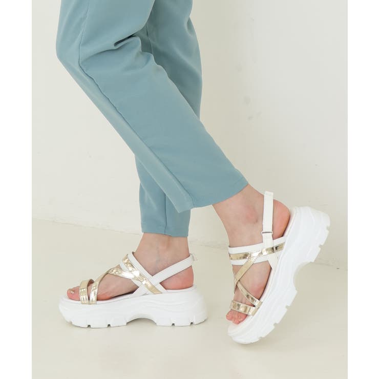 ホワイト | 【24年春夏新作】厚底ソール メタリックストラップ バックバンド | DEMETER