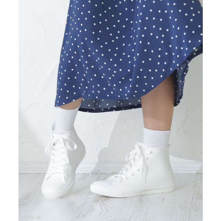 ホワイト | シンプル☆ハイカット レインスニーカー | DEMETER