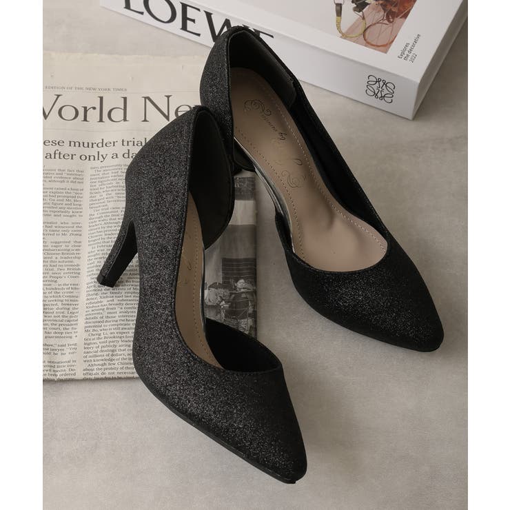 【25年春夏新作】8.0cm ピンヒール グリッター サイドオープン パンプス | DEMETER | 詳細画像3 