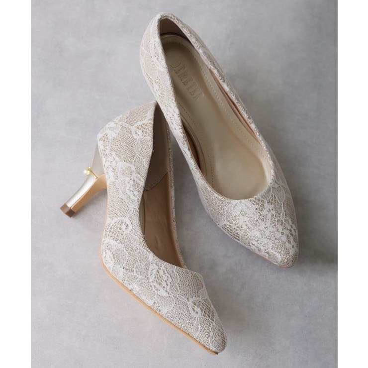 【25年春夏再販】グリッター×レース素材☆パールヒール オケージョンパンプス | DEMETER | 詳細画像14 