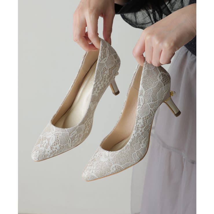 【25年春夏再販】グリッター×レース素材☆パールヒール オケージョンパンプス | DEMETER | 詳細画像15 
