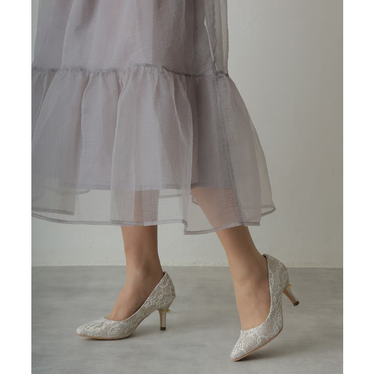 【25年春夏再販】グリッター×レース素材☆パールヒール オケージョンパンプス | DEMETER | 詳細画像18 