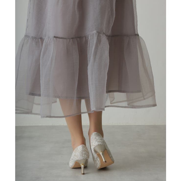 【25年春夏再販】グリッター×レース素材☆パールヒール オケージョンパンプス | DEMETER | 詳細画像19 