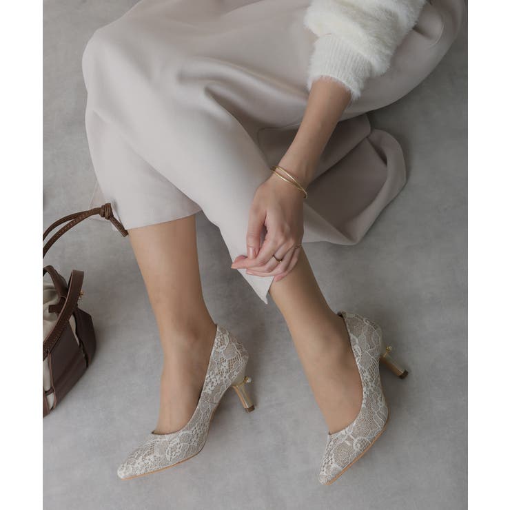 【25年春夏再販】グリッター×レース素材☆パールヒール オケージョンパンプス | DEMETER | 詳細画像21 