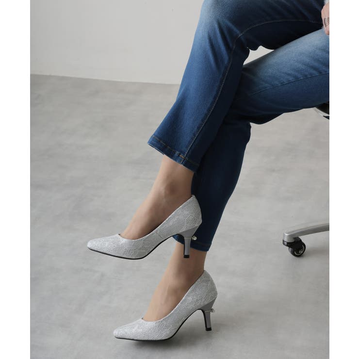 【25年春夏再販】グリッター×レース素材☆パールヒール オケージョンパンプス | DEMETER | 詳細画像27 