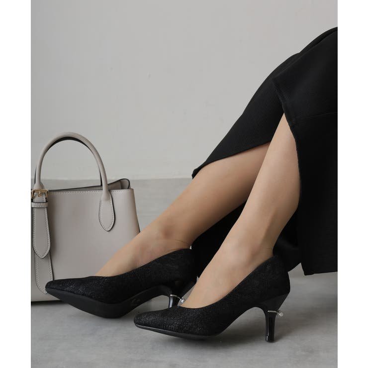 【25年春夏再販】グリッター×レース素材☆パールヒール オケージョンパンプス | DEMETER | 詳細画像5 