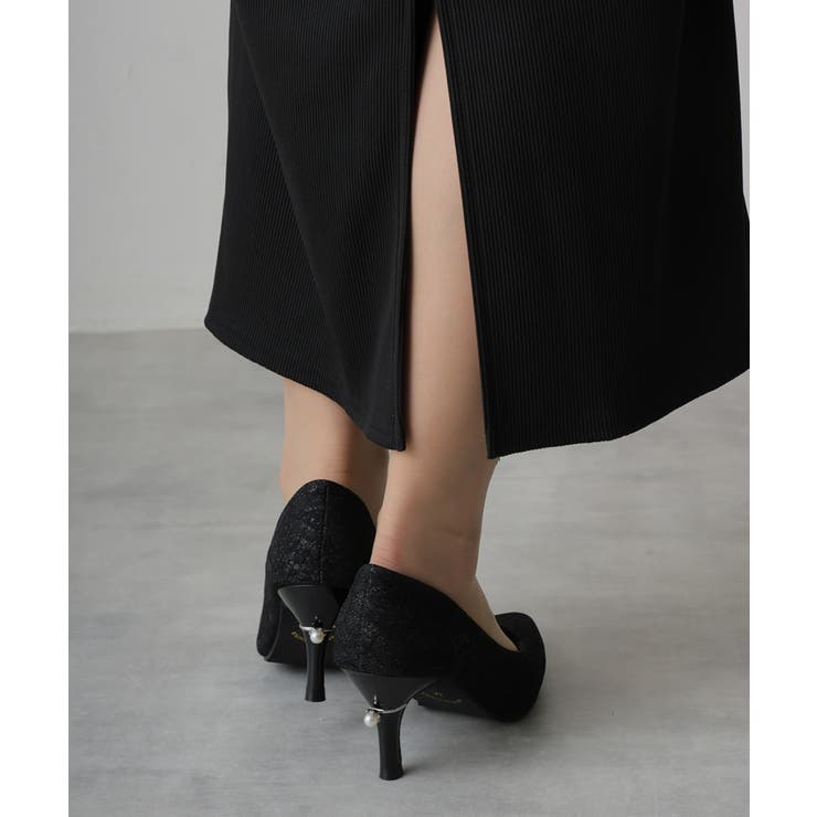 【25年春夏再販】グリッター×レース素材☆パールヒール オケージョンパンプス | DEMETER | 詳細画像8 