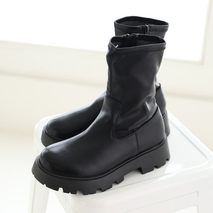 厚底ソール☆インヒール ストレッチ ミドルブーツ | DEMETER | 詳細画像3 