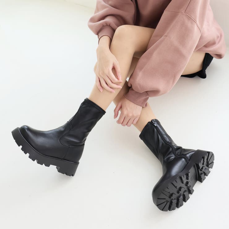 厚底ソール☆インヒール ストレッチ ミドルブーツ | DEMETER | 詳細画像5 