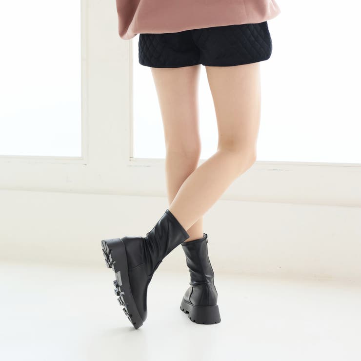 厚底ソール☆インヒール ストレッチ ミドルブーツ | DEMETER | 詳細画像8 