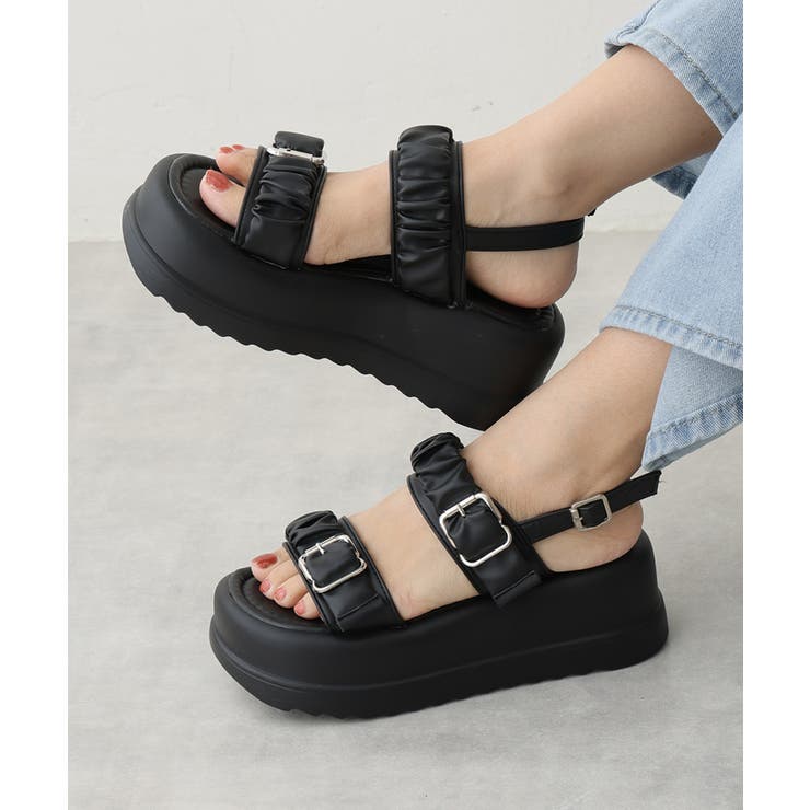 ブラック | 【24年春夏新作】厚底 ボリュームソール バックル | DEMETER