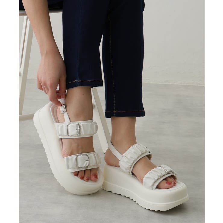 ホワイト | 【24年春夏新作】厚底 ボリュームソール バックル | DEMETER