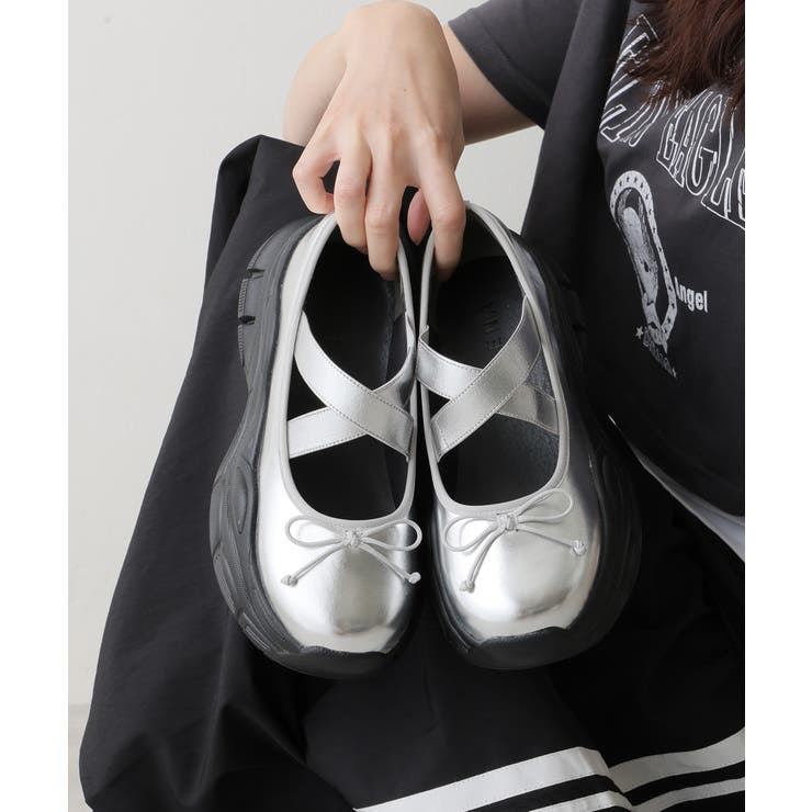 【25年春夏新作】厚底 スニーカーライク クロスゴム リボン パンプス | DEMETER | 詳細画像13 