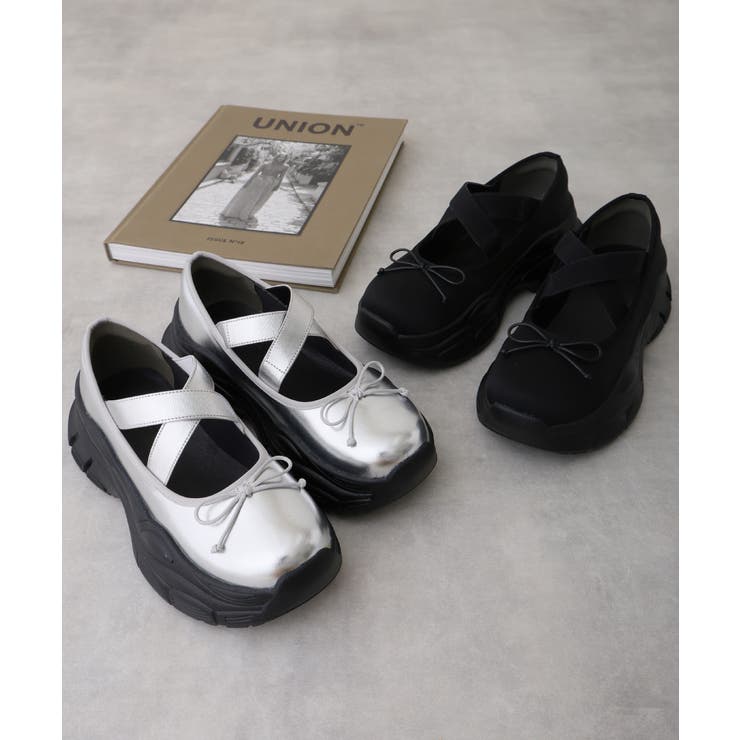 【25年春夏新作】厚底 スニーカーライク クロスゴム リボン パンプス | DEMETER | 詳細画像2 