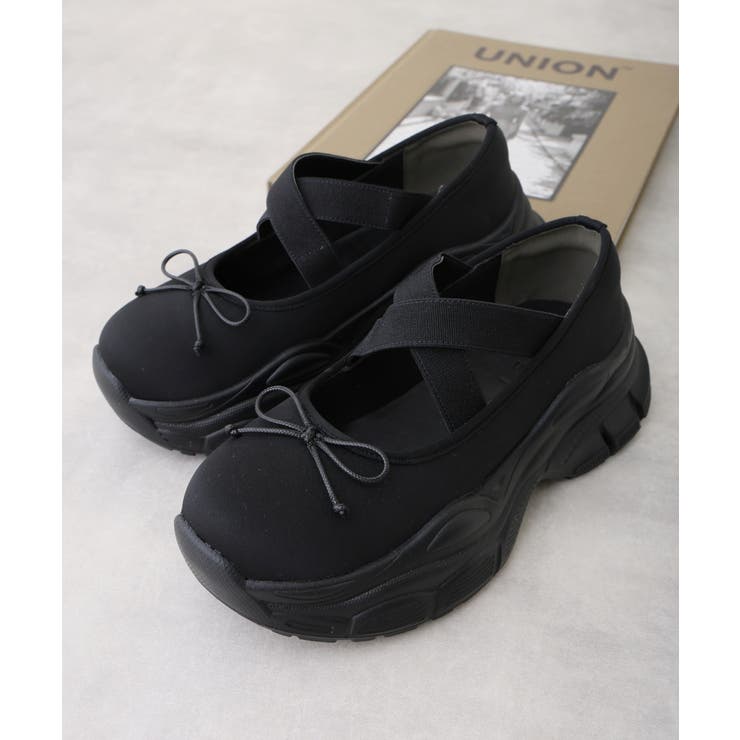 【25年春夏新作】厚底 スニーカーライク クロスゴム リボン パンプス | DEMETER | 詳細画像3 