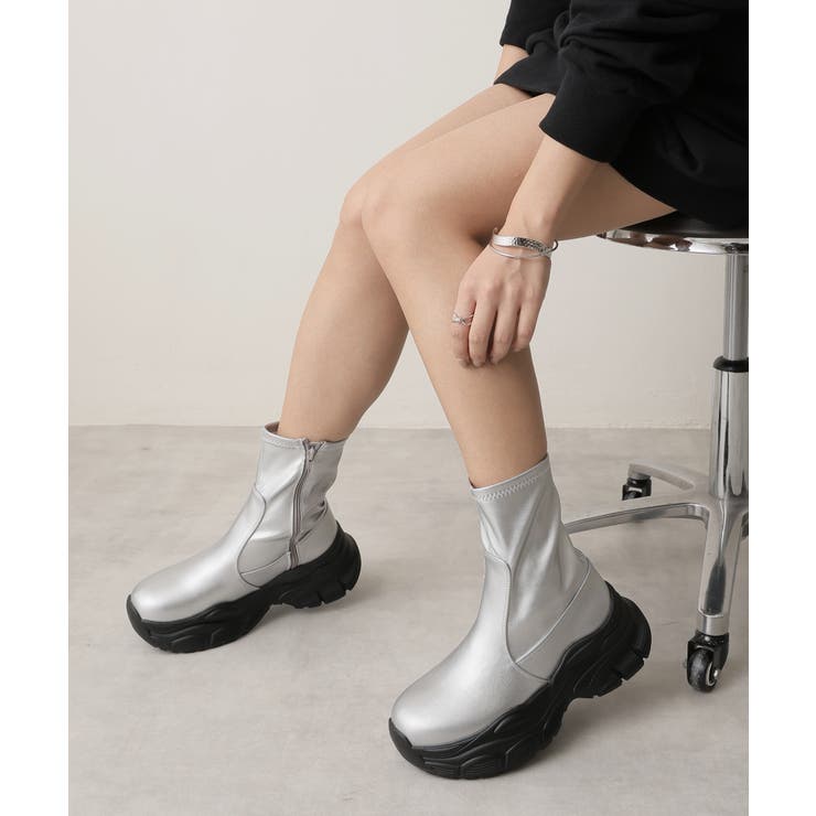 【24年秋冬新作】厚底 ストレッチ スニーカーライク ショートブーツ | DEMETER | 詳細画像12 