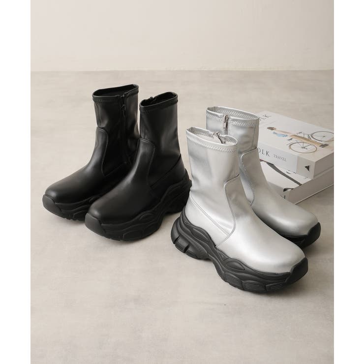 【24年秋冬新作】厚底 ストレッチ スニーカーライク ショートブーツ | DEMETER | 詳細画像2 